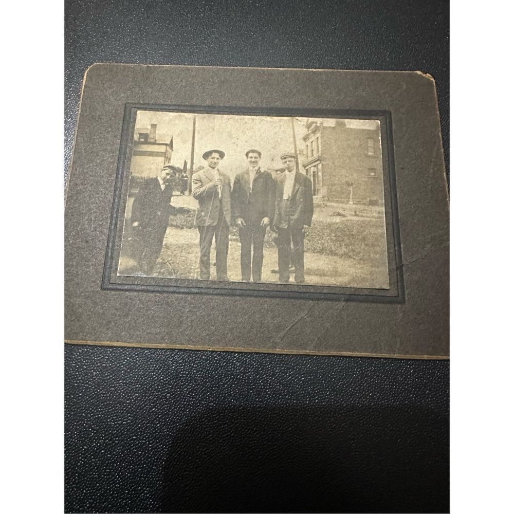 Vintage 1900s Men In Town Old Photo Retro Card Stock back 5x4”
